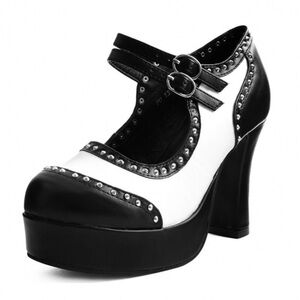 Black & White Studded Classic Heels